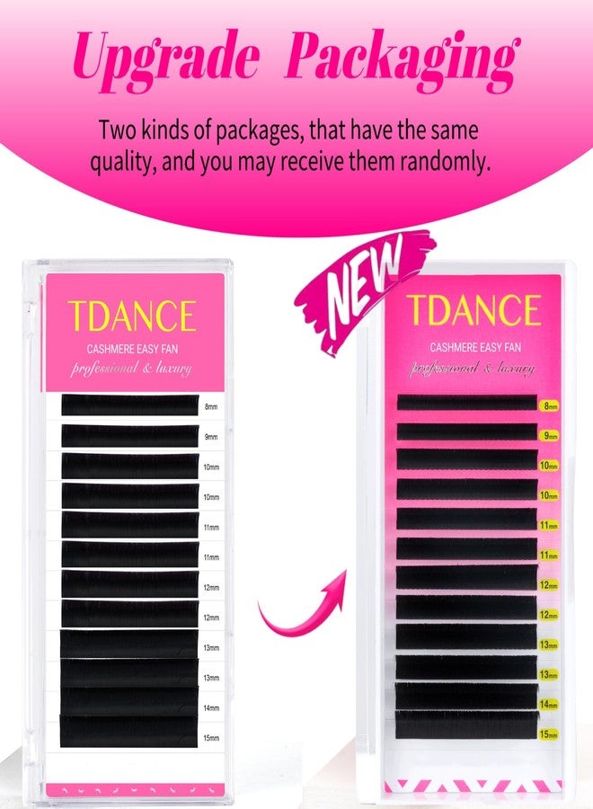 TDANCE Cashmere Easy Fan Lash Extensions Self Fanning Matte Black Volume Lash Extension 0.03mm CC Curl 14mm Single Length Mega Volume Lash Extensions(0.03-CC,14mm) - Image 2